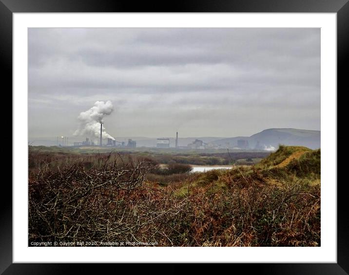 Port Talbot steel works from Kenfig  Framed Mounted Print by Gaynor Ball