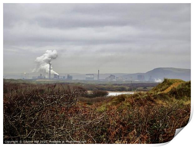 Port Talbot steel works from Kenfig  Print by Gaynor Ball