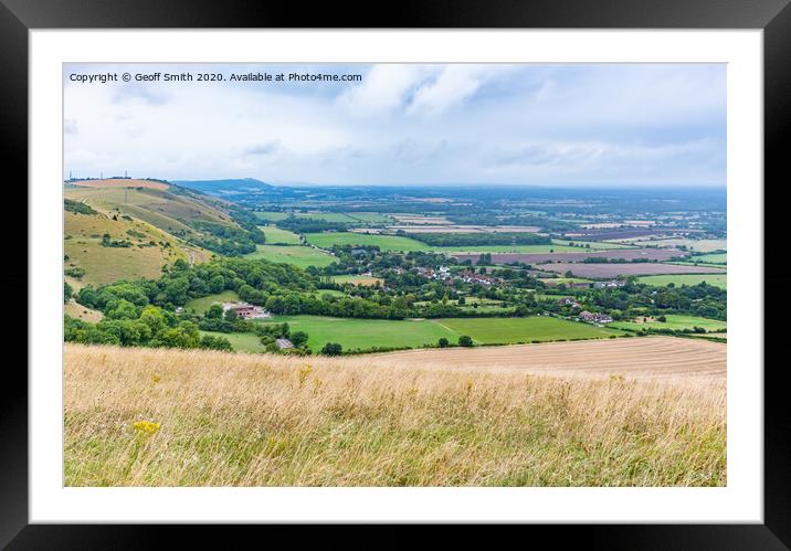 South Downs with Fulking Village Framed Mounted Print by Geoff Smith