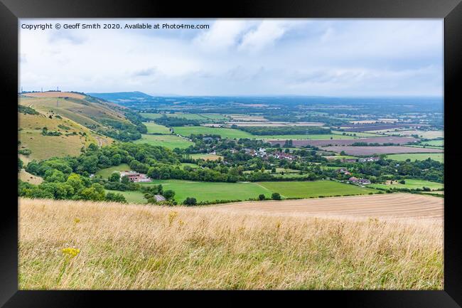 South Downs with Fulking Village Framed Print by Geoff Smith