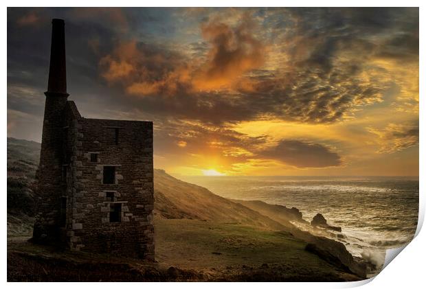 Sunset at Rinsey Head Print by kathy white