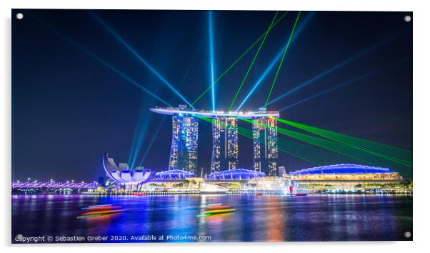  Marina Bay Sands Light Show Acrylic by Sebastien Greber