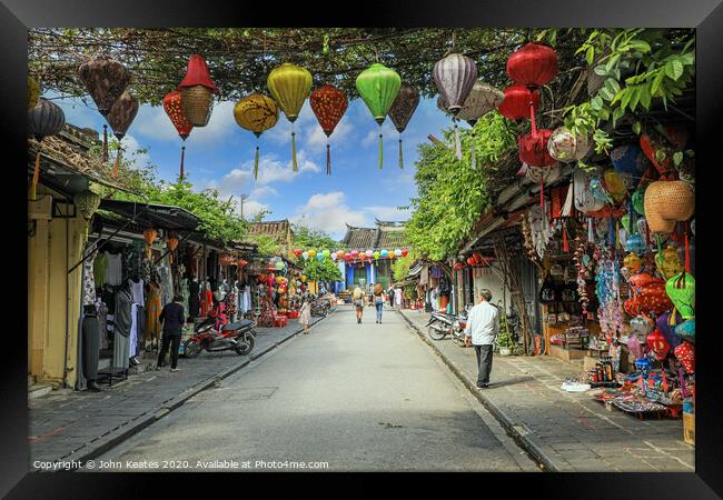 Silk lanterns, Hoi An, Vietnam  Framed Print by John Keates