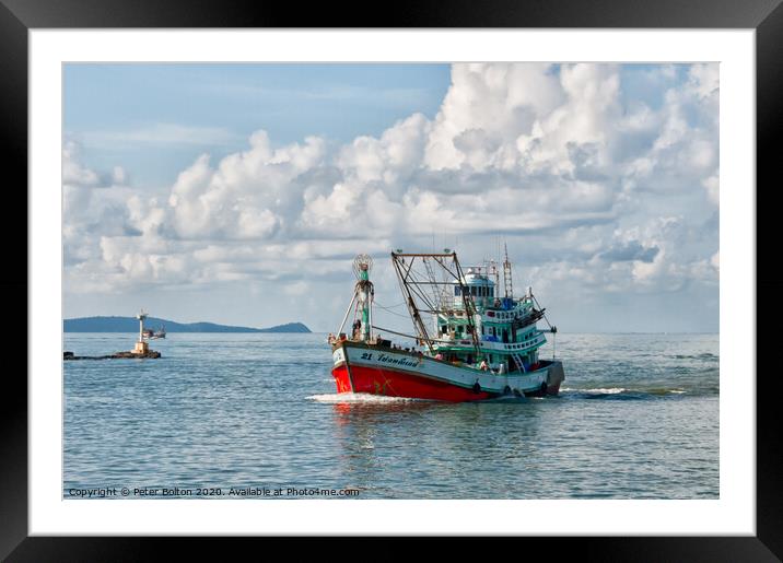 Return to the harbour. Andaman, Thailand. Framed Mounted Print by Peter Bolton