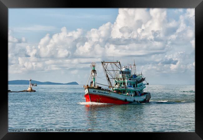 Return to the harbour. Andaman, Thailand. Framed Print by Peter Bolton