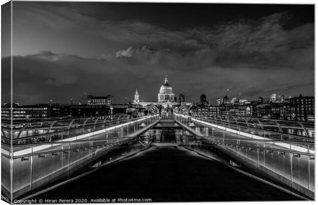 St Pauls Cathedral and the Millennium Bridge Canvas Print by Hiran Perera