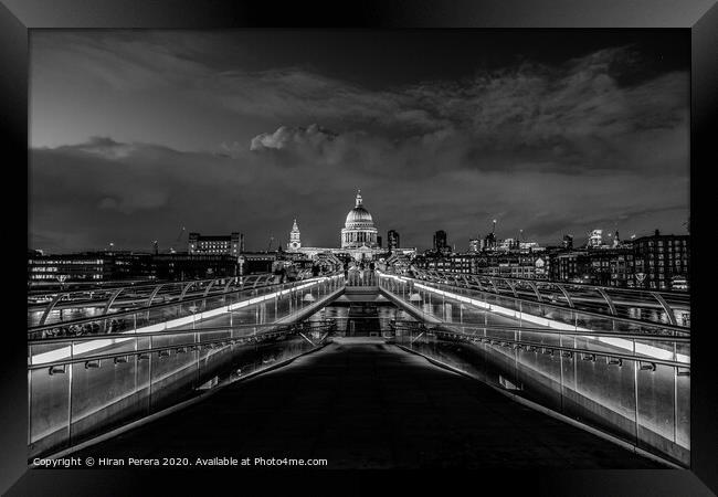 St Pauls Cathedral and the Millennium Bridge Framed Print by Hiran Perera