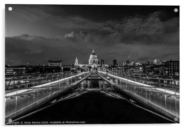 St Pauls Cathedral and the Millennium Bridge Acrylic by Hiran Perera