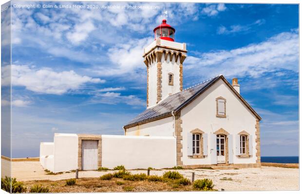 Lighthouse at Les Poulins, Belle-Ile, Brittany Canvas Print by Colin & Linda McKie