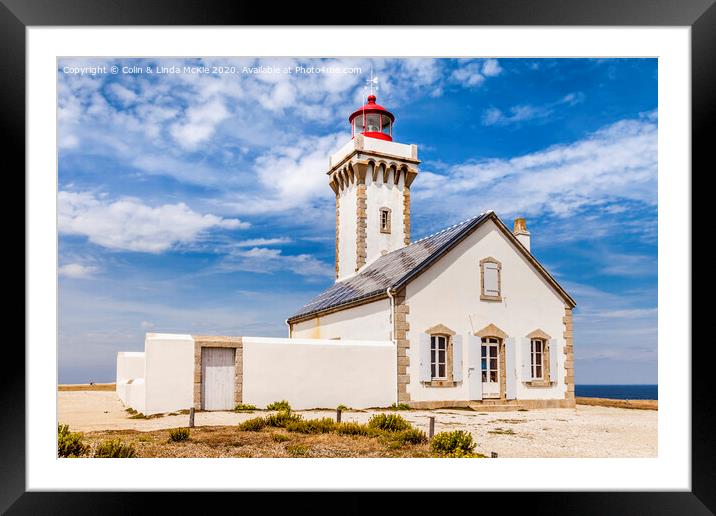Lighthouse at Les Poulins, Belle-Ile, Brittany Framed Mounted Print by Colin & Linda McKie