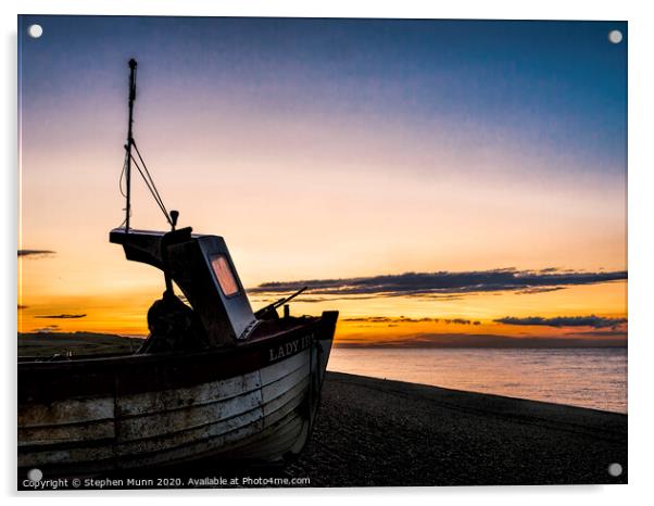 Weybourne Beach at sunset, North Norfolk Coast Acrylic by Stephen Munn