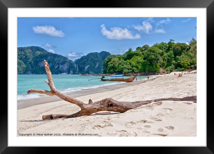 Maya Beach, Phi Phi Island, Thailand Framed Mounted Print by Peter Bolton