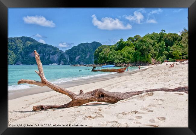 Maya Beach, Phi Phi Island, Thailand Framed Print by Peter Bolton