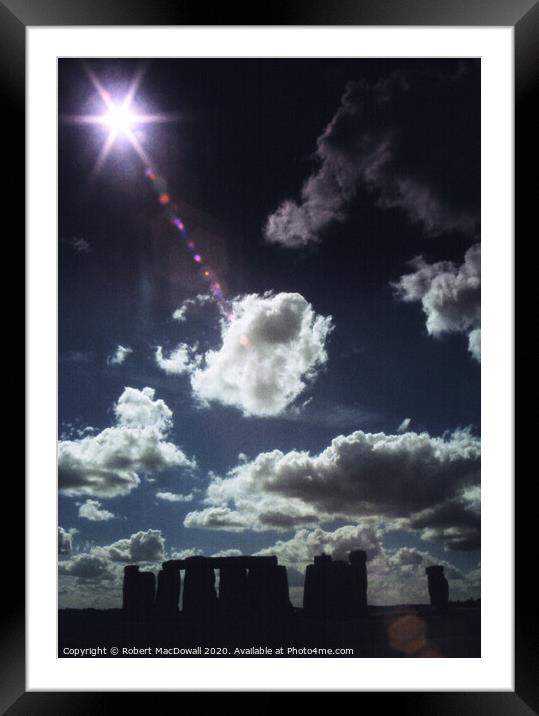 Stonehenge silhouette Framed Mounted Print by Robert MacDowall