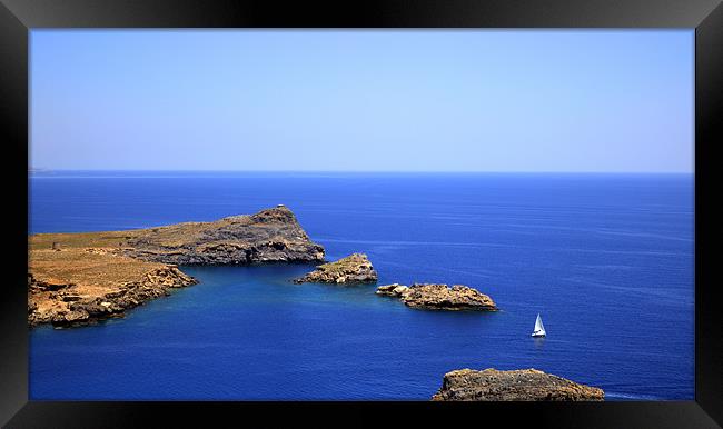 Sailing From Lindos Rhodes Framed Print by Mike Gorton