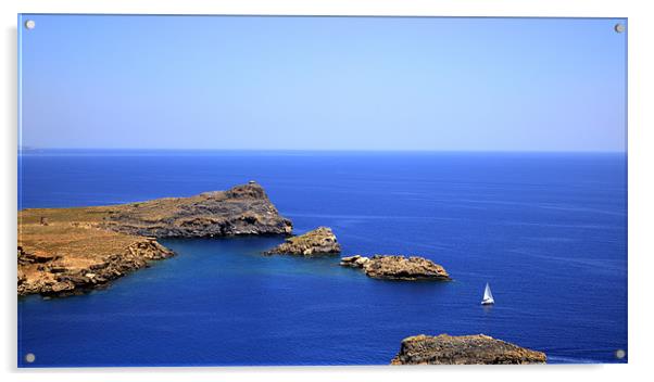 Sailing From Lindos Rhodes Acrylic by Mike Gorton