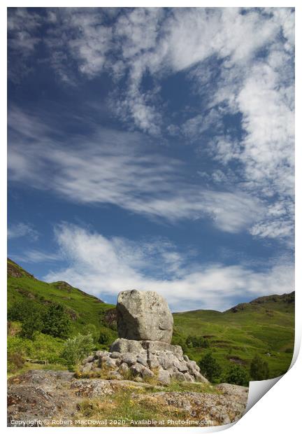 Bruce's Stone, Glen Trool Print by Robert MacDowall