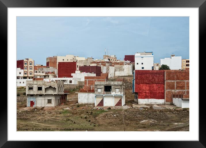 Urban dwellings near Tetoun, Morocco. Framed Mounted Print by Peter Bolton