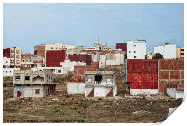 Urban dwellings near Tetoun, Morocco. Print by Peter Bolton