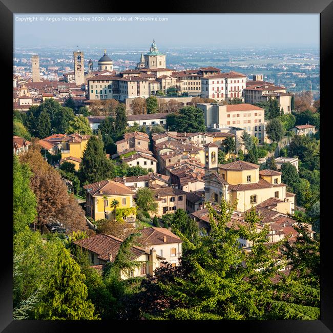 View across Bergamo Citta Alta (upper town) Framed Print by Angus McComiskey