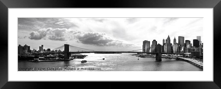Brooklyn Bridge and New York Cityscape Framed Mounted Print by Karen Slade