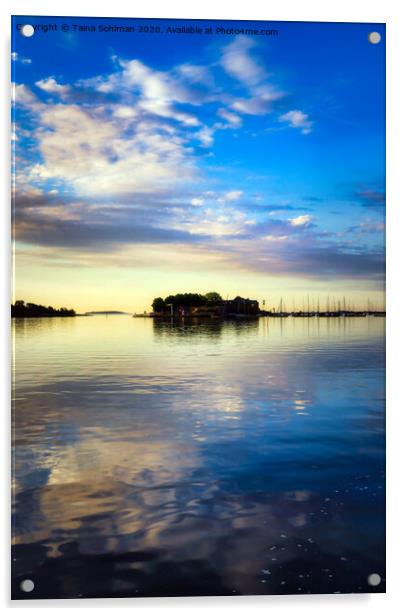 Island under Beautiful Morning Sky Acrylic by Taina Sohlman