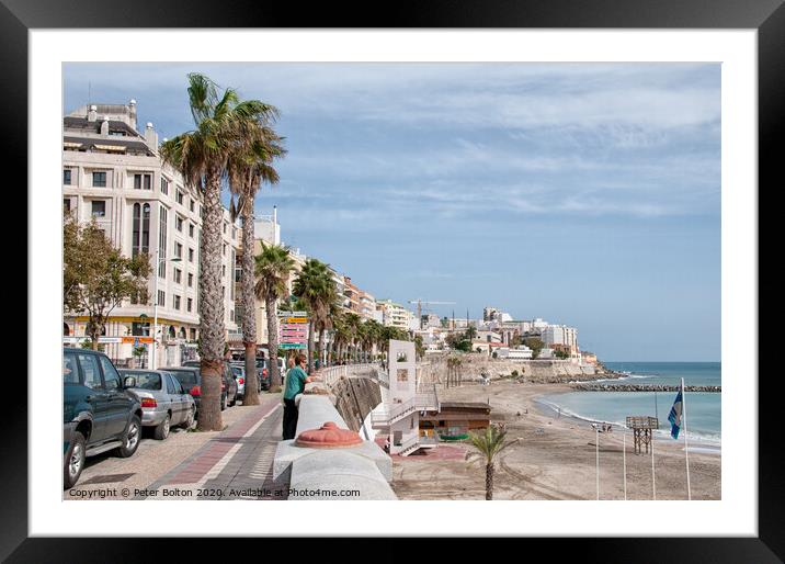 The seafront in Ceuta, a Spanish autonomous city. North Africa. Framed Mounted Print by Peter Bolton