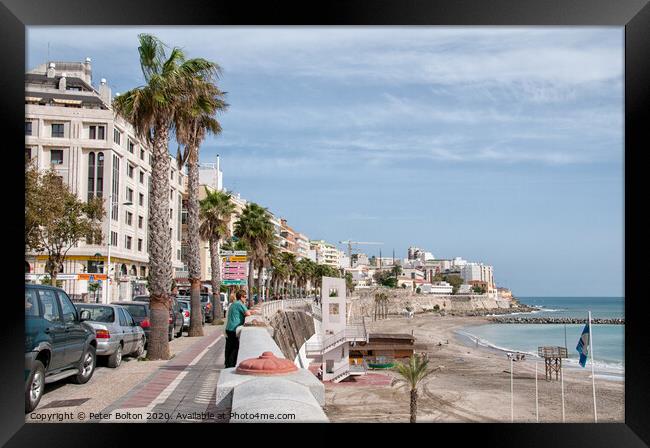 The seafront in Ceuta, a Spanish autonomous city. North Africa. Framed Print by Peter Bolton