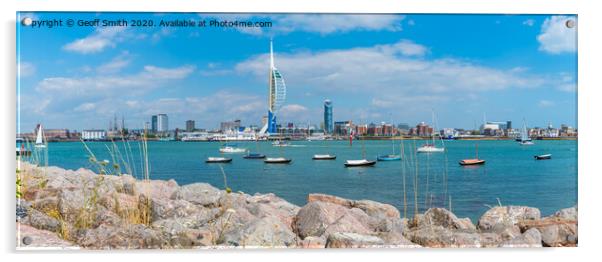 Portsmouth City and Harbour Acrylic by Geoff Smith