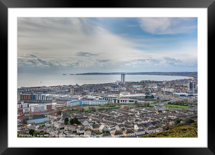 Swansea city viewed from Kilvey hill Framed Mounted Print by Bryn Morgan