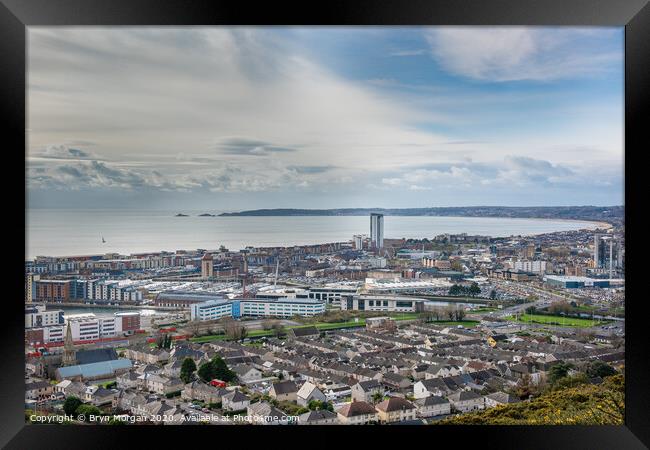 Swansea city viewed from Kilvey hill Framed Print by Bryn Morgan