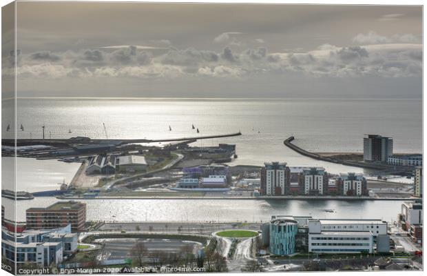 Swansea docks and yachts in the bay Canvas Print by Bryn Morgan