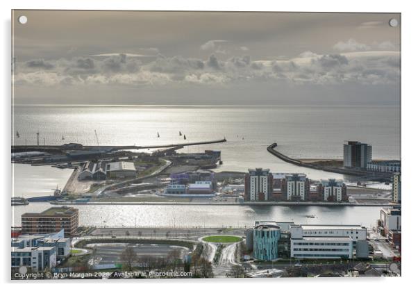 Swansea docks and yachts in the bay Acrylic by Bryn Morgan
