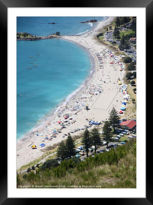 Maunganui Beach, Tauranga, New Zealand viewed from Mount Maunganui Framed Mounted Print by Robert MacDowall