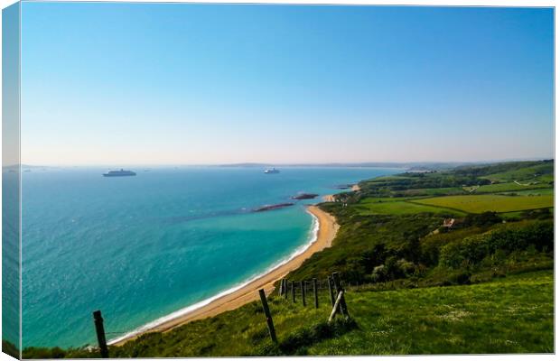 Ringstead bay from White Nothe Canvas Print by Patricija Jaunaraja