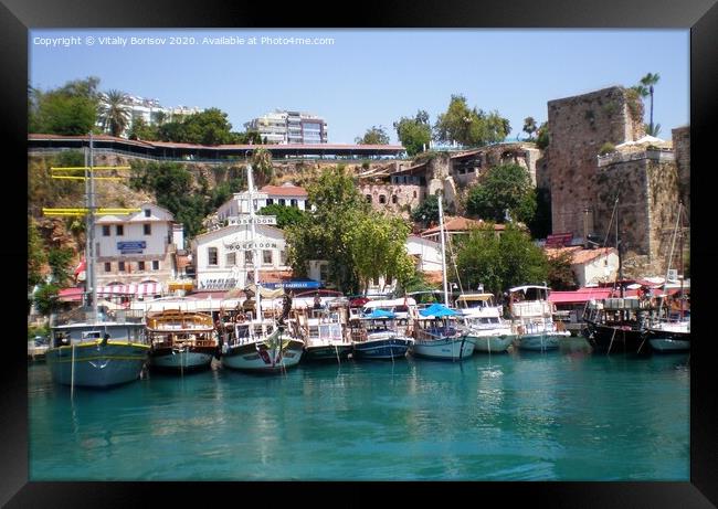 Cruise yachts near the port of the old city of Antalya,Turkey Framed Print by Vitaliy Borisov