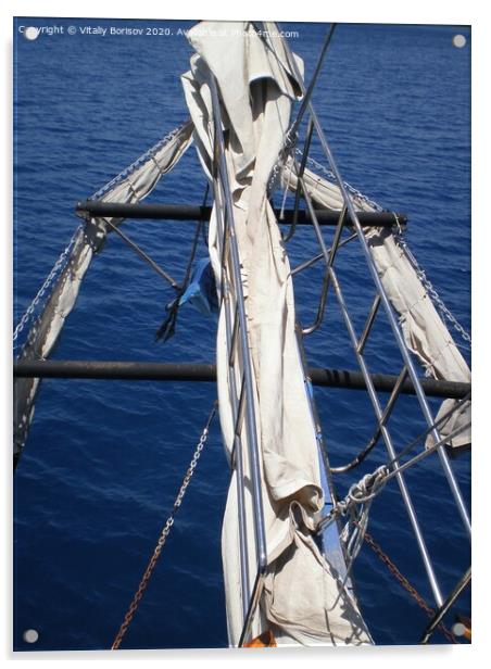 The bow of the ship overlooking the Mediterranean Sea  Acrylic by Vitaliy Borisov
