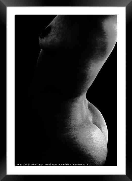 Abstract female nude torso in monochrome Framed Mounted Print by Robert MacDowall