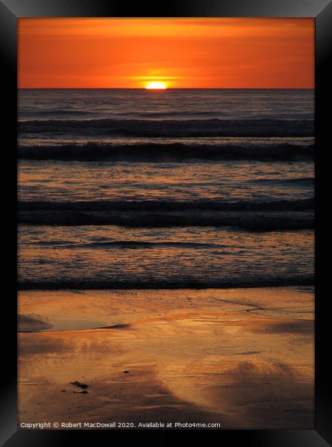 Sunset at Piha Beach, near Auckland, New Zealand  Framed Print by Robert MacDowall