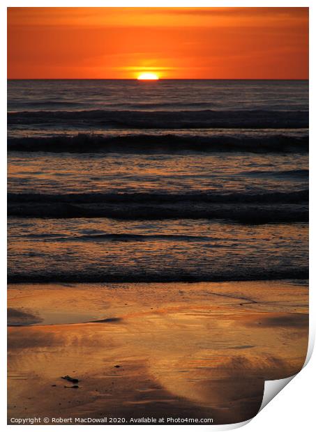 Sunset at Piha Beach, near Auckland, New Zealand  Print by Robert MacDowall
