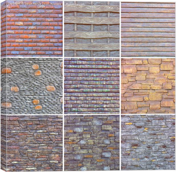 Collage of various stone textures for decorating external surfaces. Canvas Print by Sergii Petruk