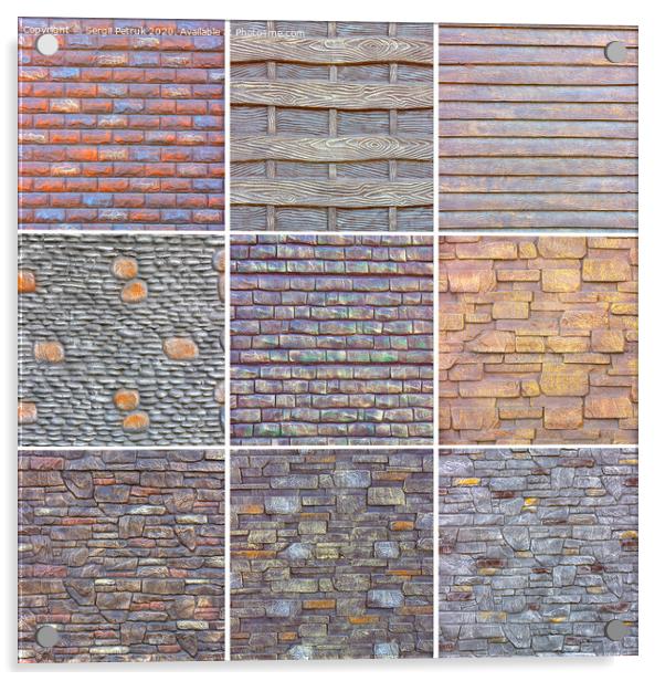 Collage of various stone textures for decorating external surfaces. Acrylic by Sergii Petruk