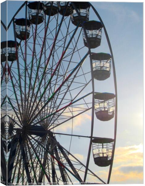Ferris Wheel At Sunset Canvas Print by andrew morrell