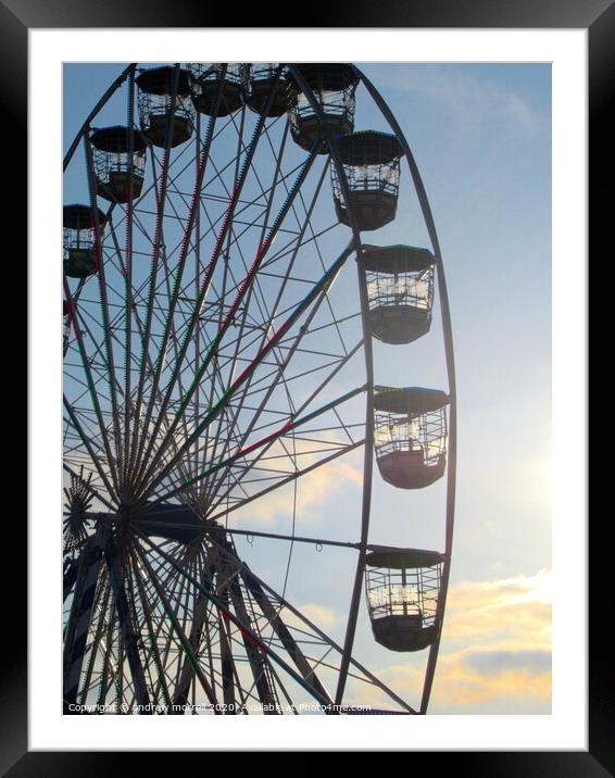 Ferris Wheel At Sunset Framed Mounted Print by andrew morrell