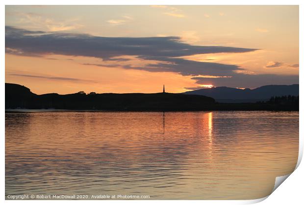 Sunset over the bay at Oban Print by Robert MacDowall