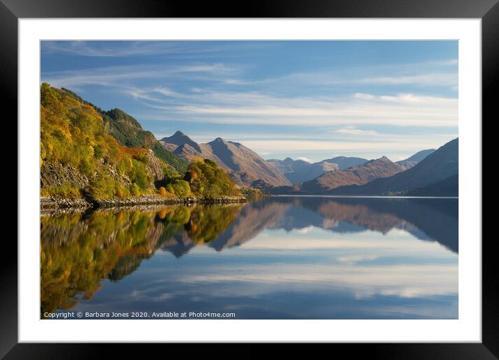 Five Sisters of Kintail Autumn Loch Duich Scotland Framed Mounted Print by Barbara Jones