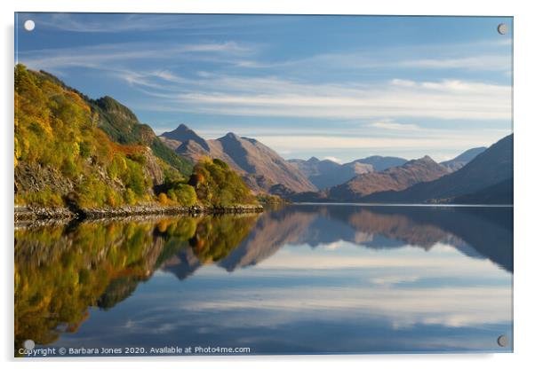 Five Sisters of Kintail Autumn Loch Duich Scotland Acrylic by Barbara Jones