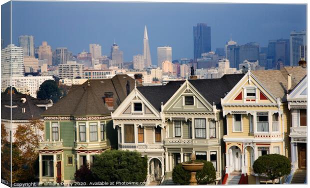 Victorian Houses Modern Skyscrapers San Francisco Skyline Califo Canvas Print by William Perry