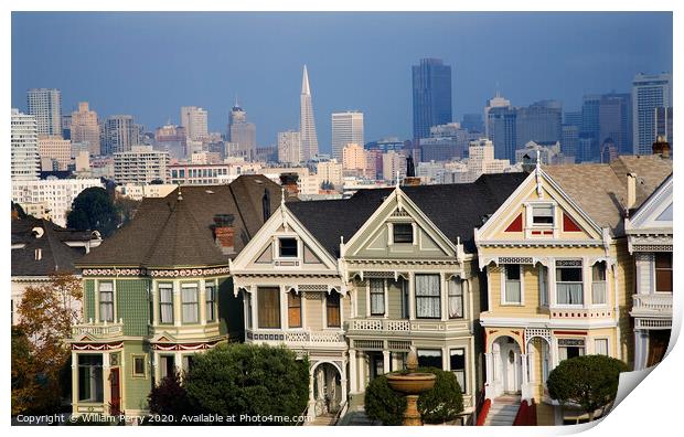 Victorian Houses Modern Skyscrapers San Francisco Skyline Califo Print by William Perry