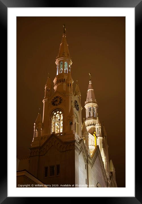 Saint Peter Paul Church Night San Francisco California Framed Mounted Print by William Perry